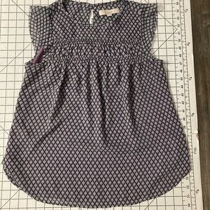 LOFT Women’s Size Small Purple/Navy Patterned Blouse